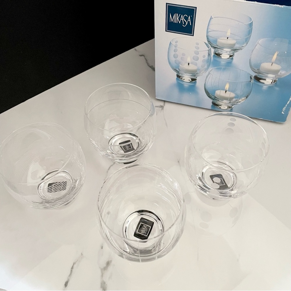 SET of 4 Cheers Footed Votive Holders by Mikasa - Picture 2 of 7